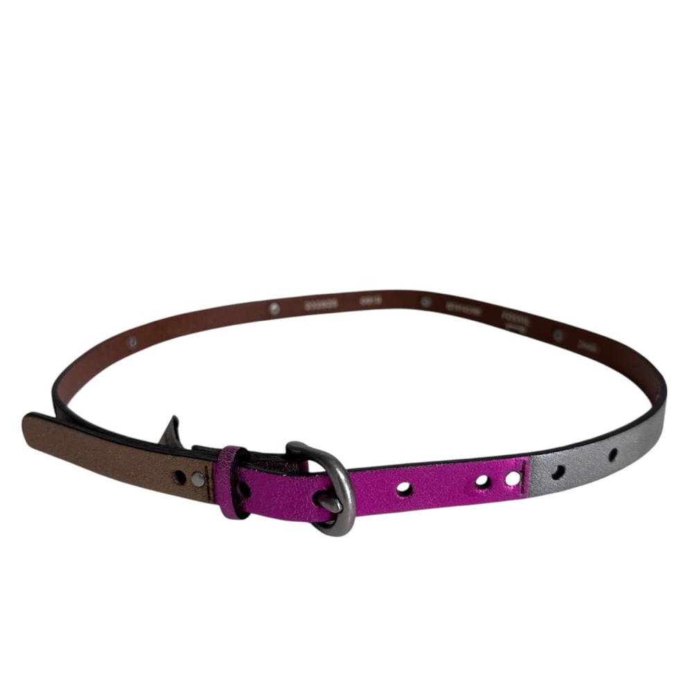 Fossil Women's Leather Skinny Belt in Metallic Multicolored